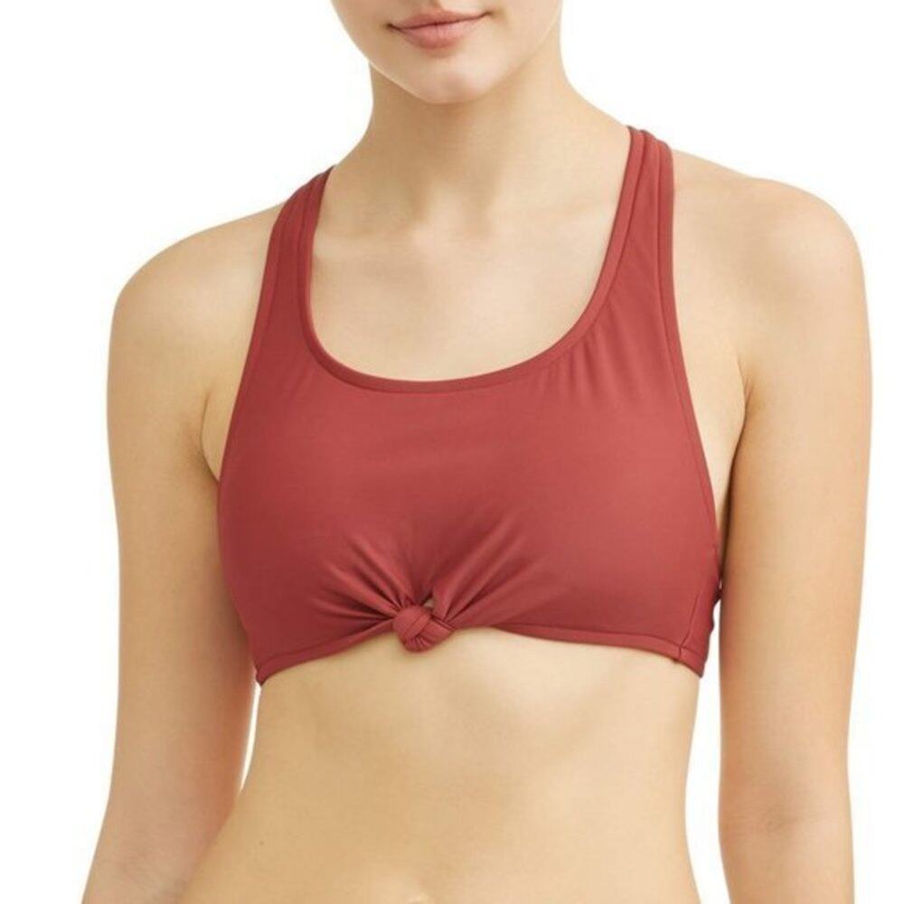 No Boundaries Mauve Racerback Knotted Bikini Top Women's Size Medium